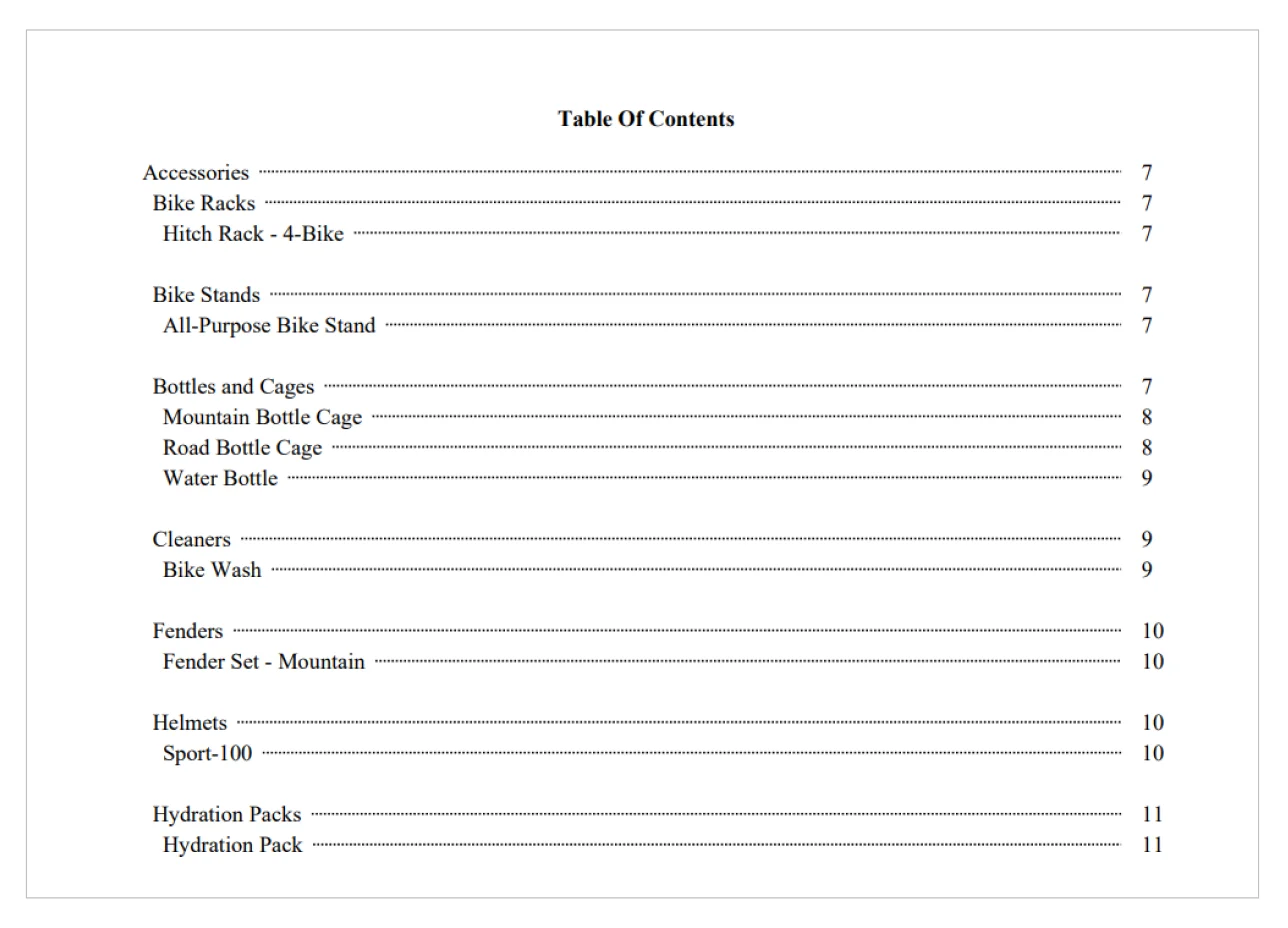Table of Contents