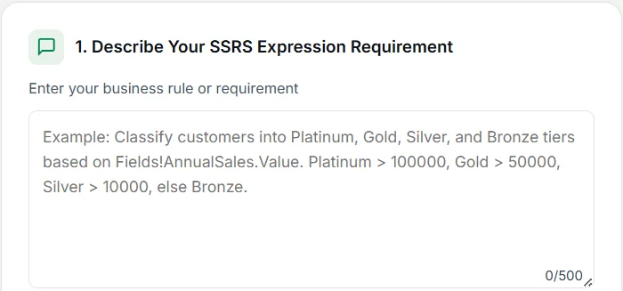 Enter your business requirement