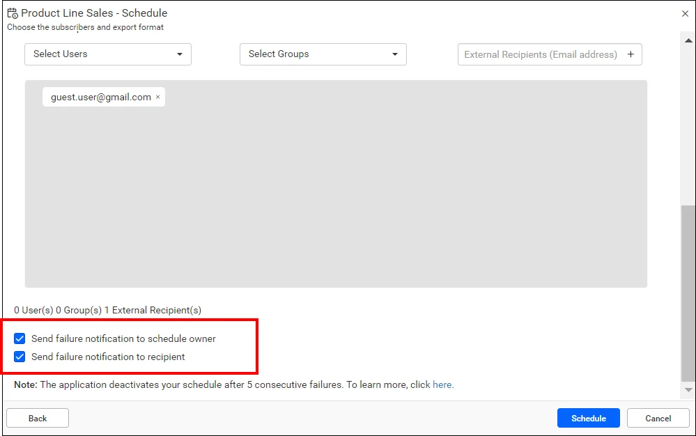 Send failure notification
