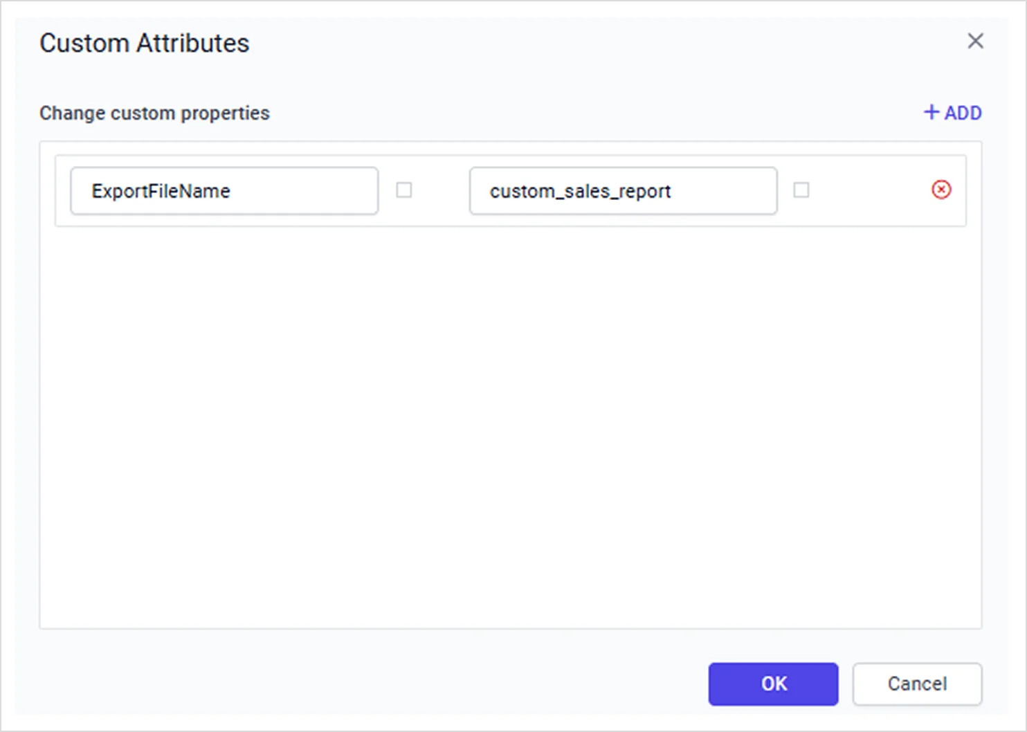 export file name custom property
