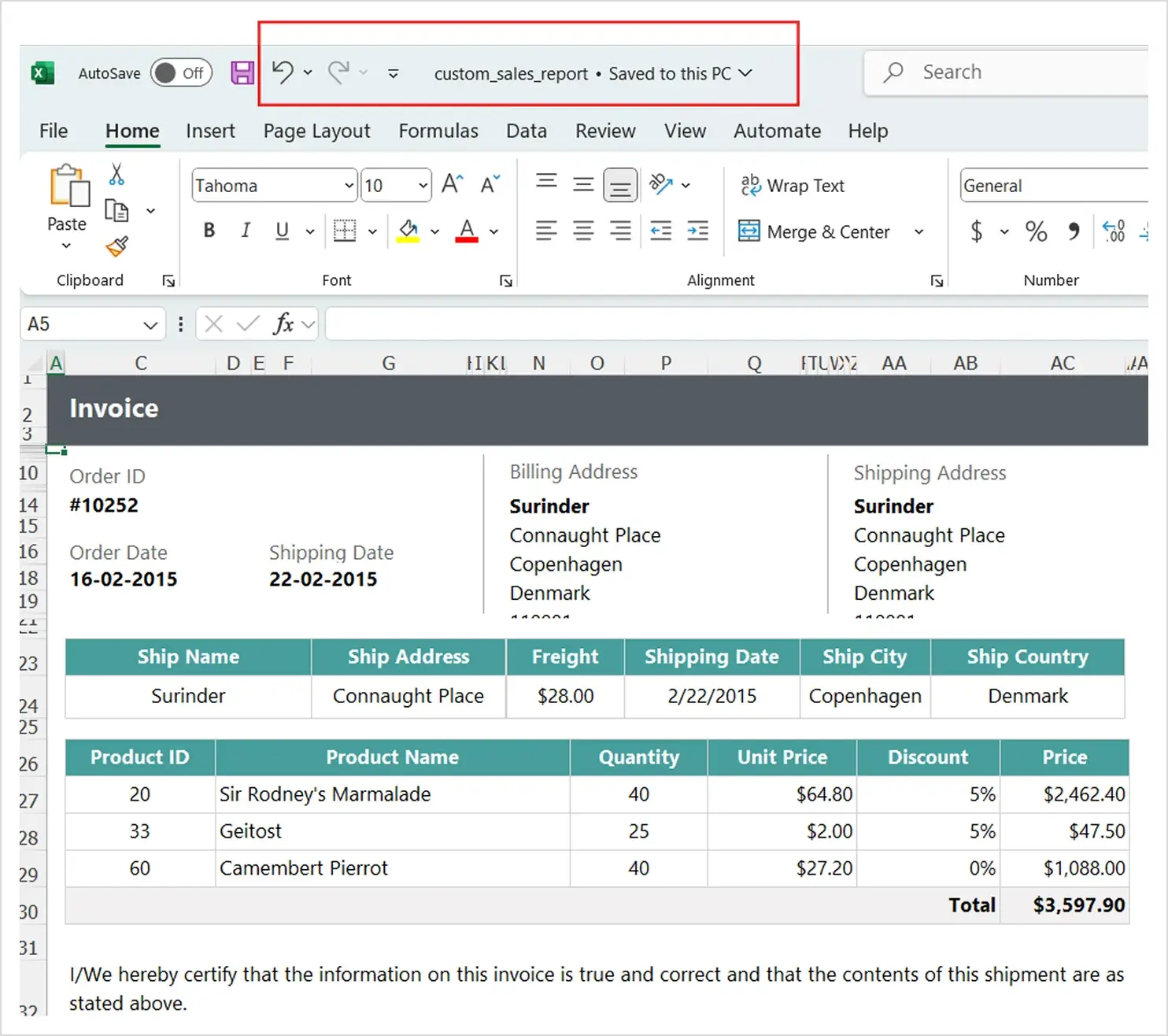 export file name output