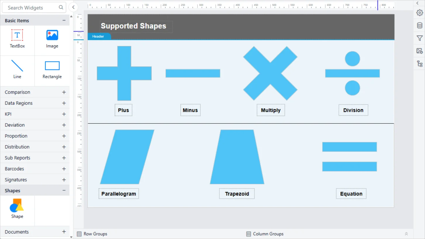Expanded shape library