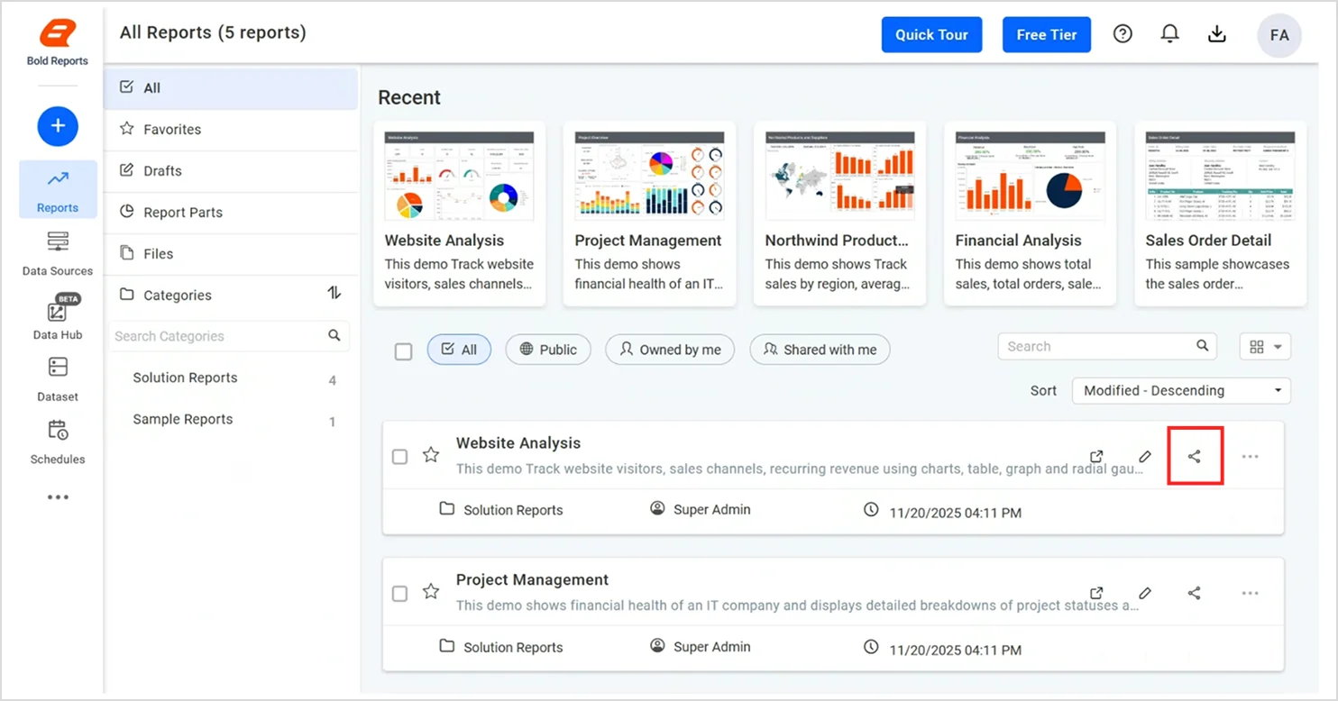 Bold Reports Designer