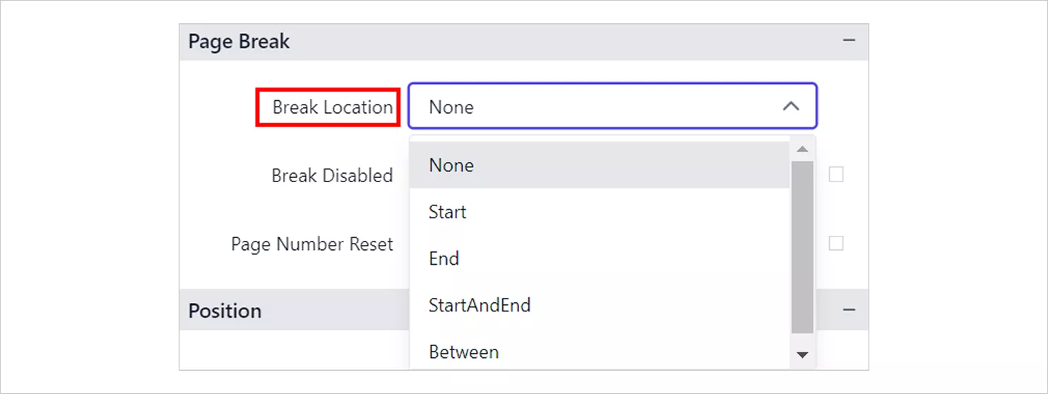 Page Break Location