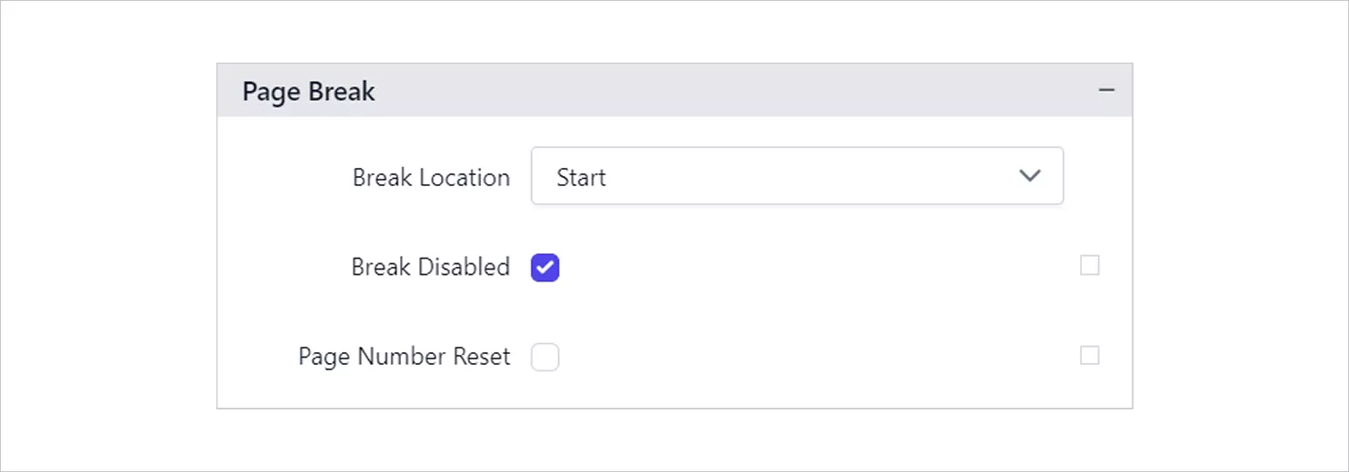Page break setting