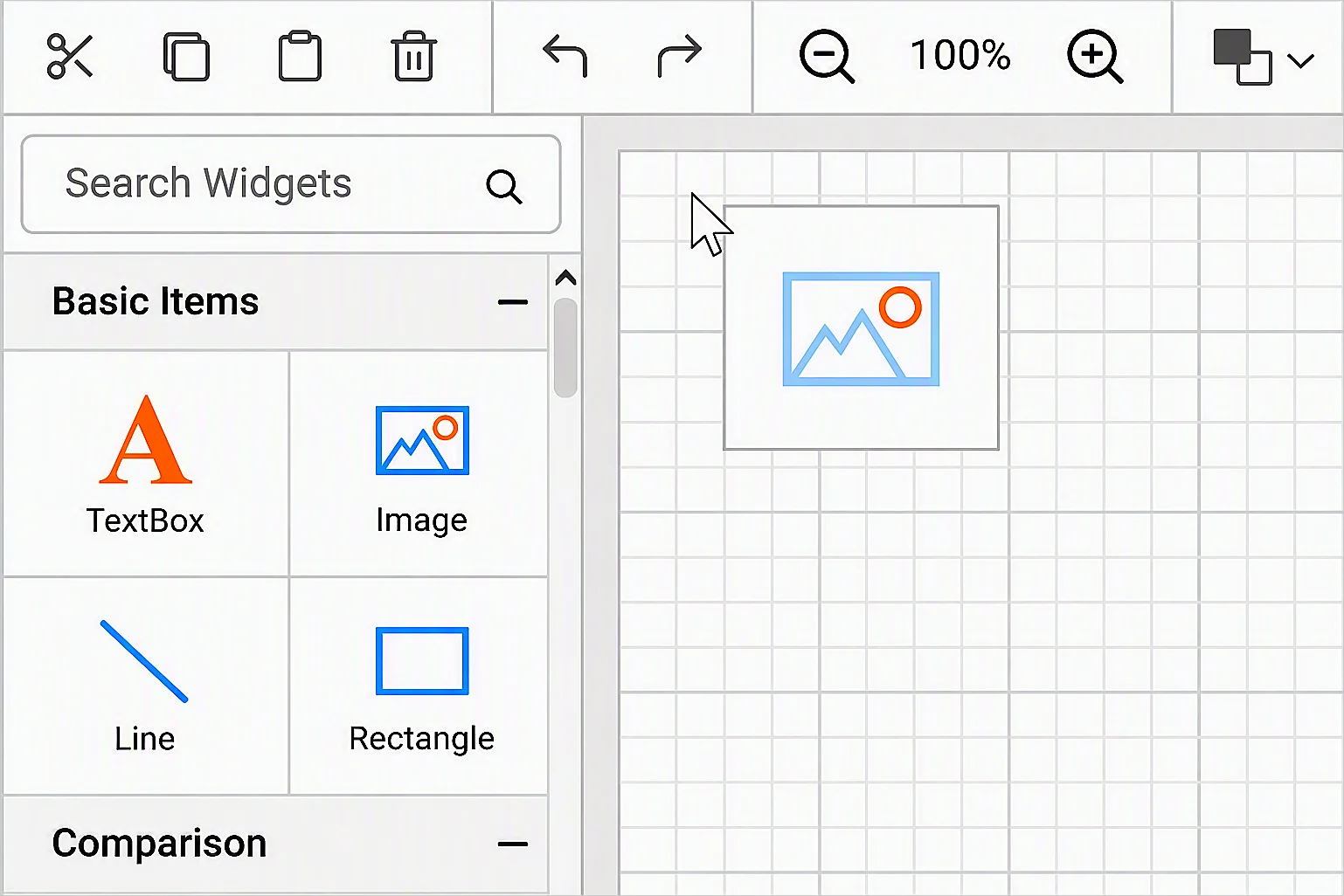 Drag an image report item to design surface
