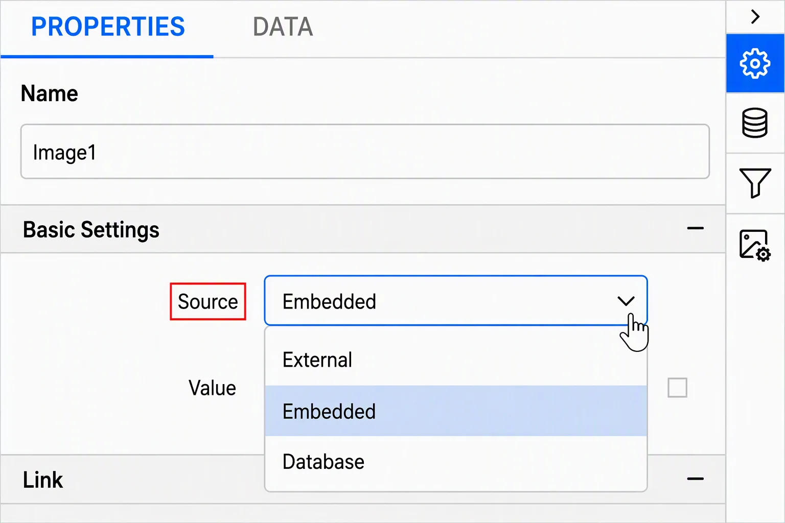 Set the source type to Embedded