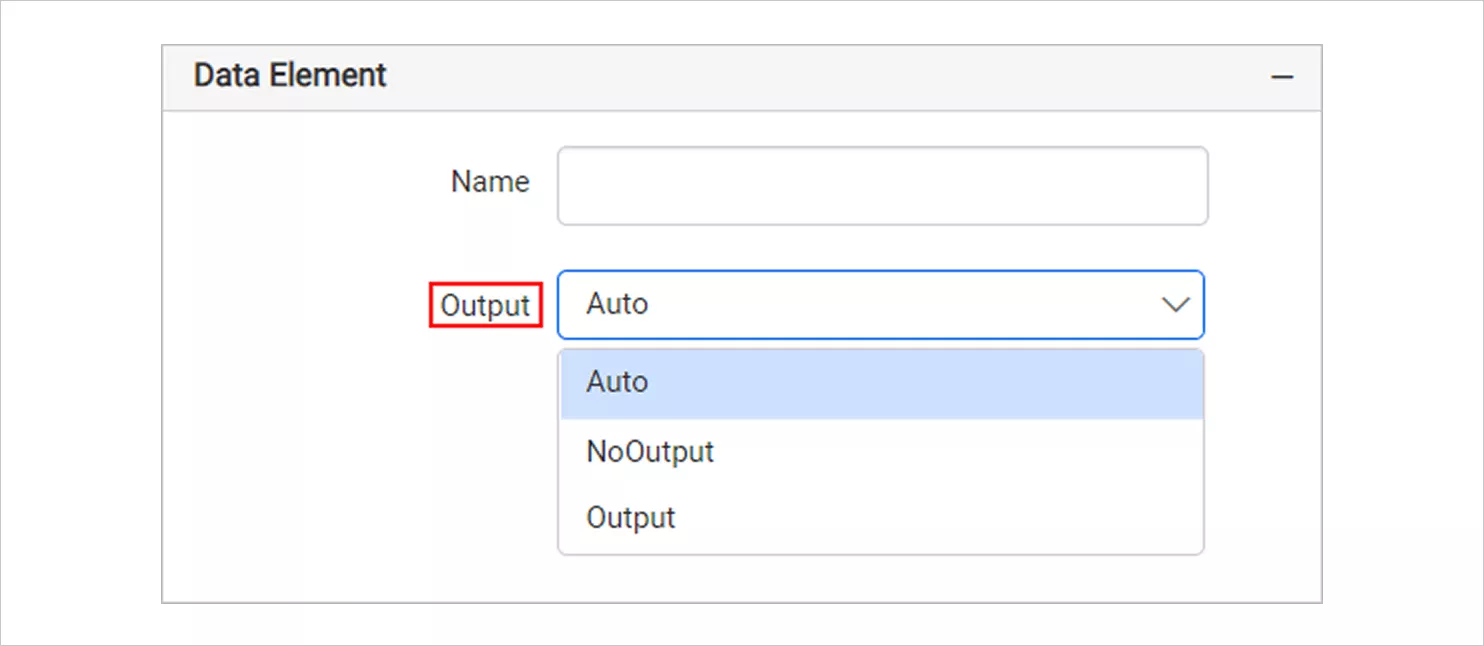 Data element Output Options 