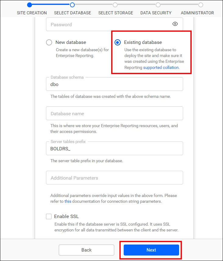 Existing database
