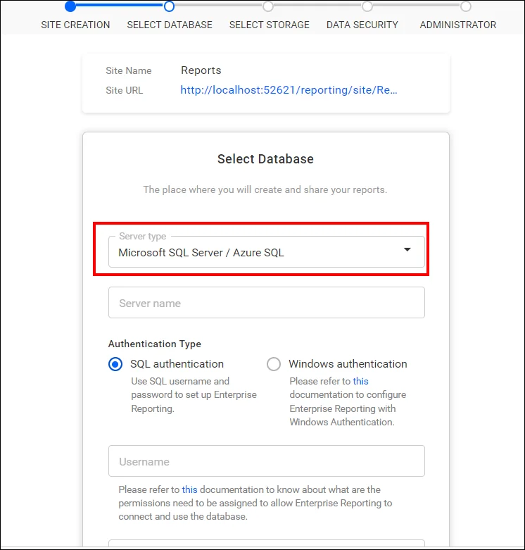 Select database
