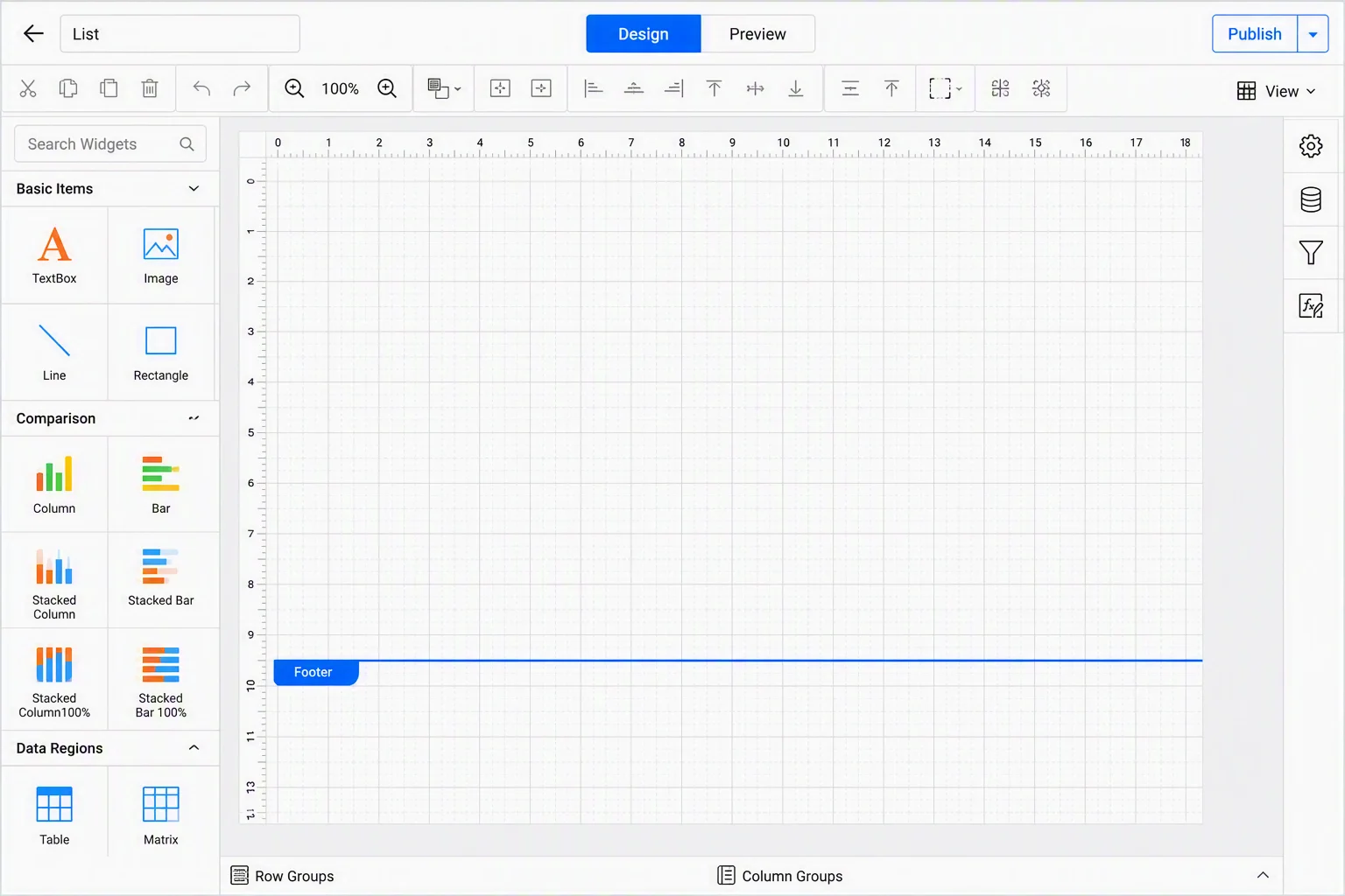 Report designer interface