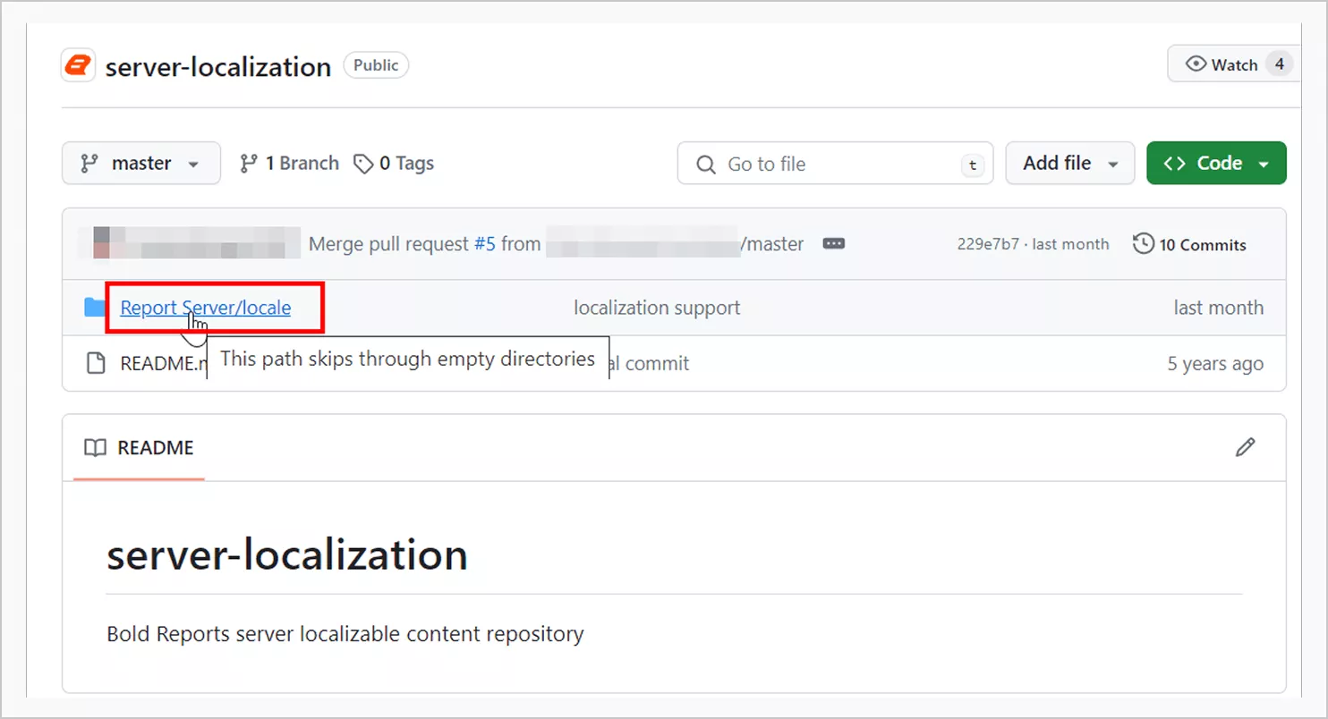 Navigate to the locale folder in the Report Server