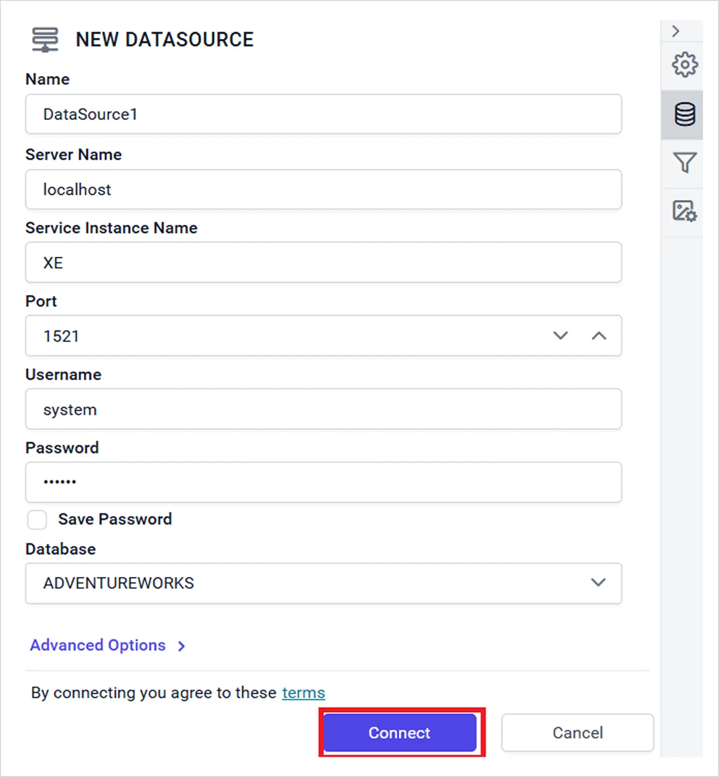 Click the Connect Option