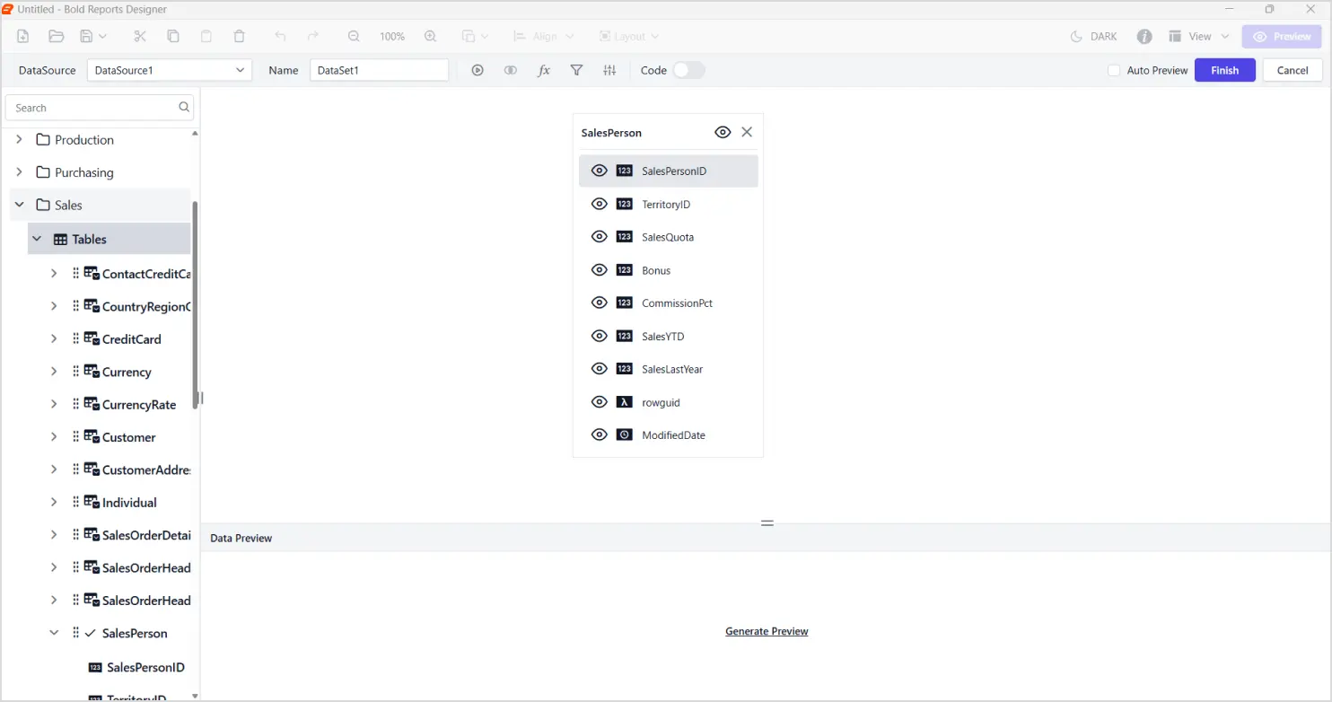 Dragging and Dropping Data Tables