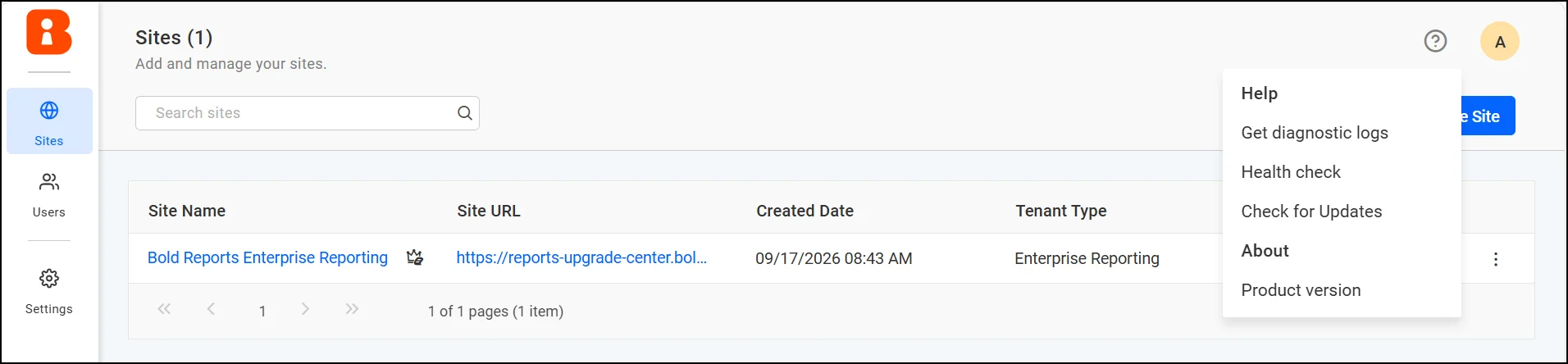 Check for Updates menu option