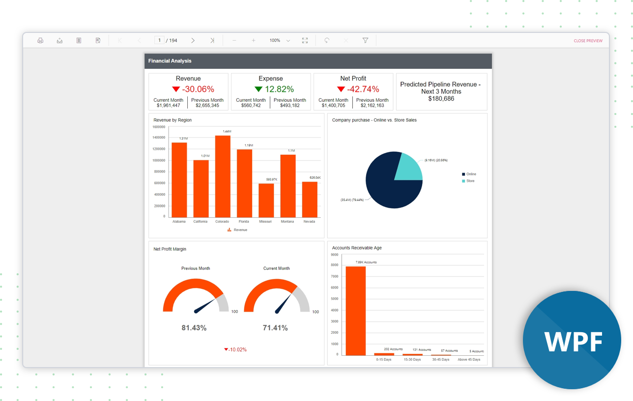 Embedded Reporting Tool WPF Report Viewer showcase