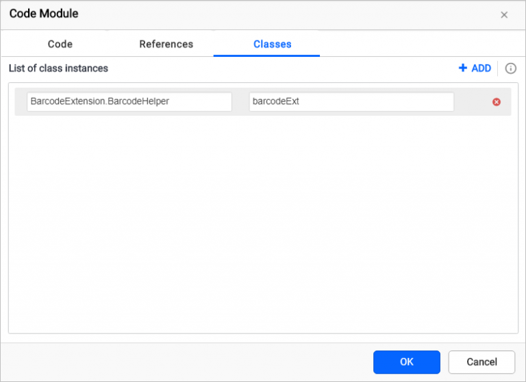 Add class and instance in Code Module