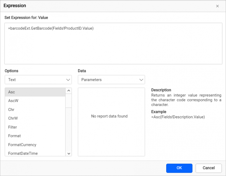 Function call to convert product ID to barcode