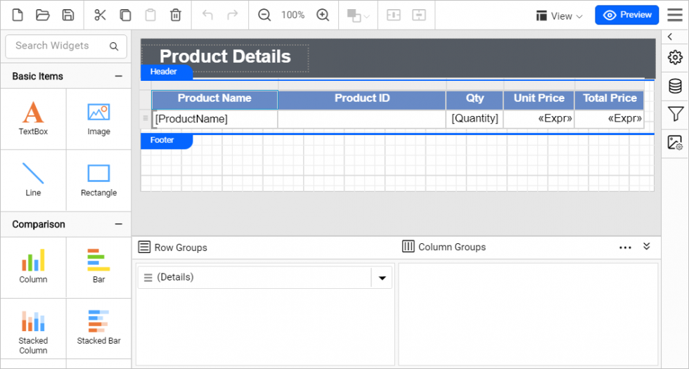 Report Design View