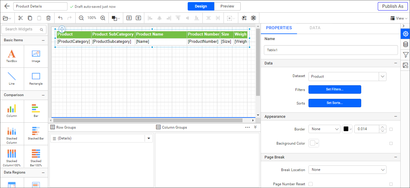 Assign data to table cell
