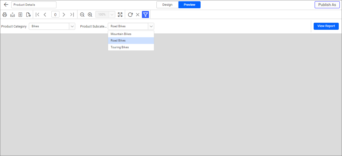 Cascading parameter preview