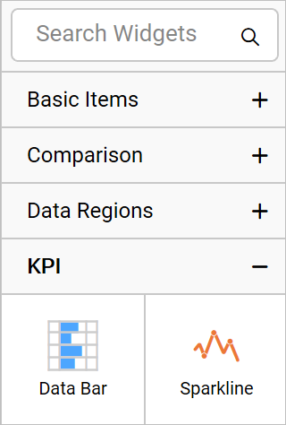 Data Bar report item listed in the widet panel