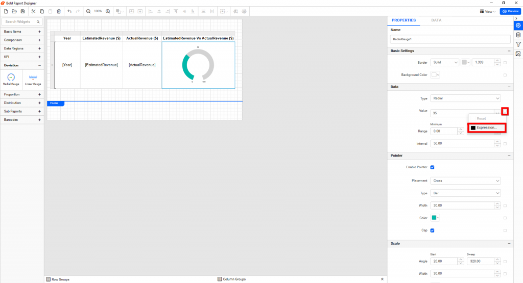Pointer value configuration