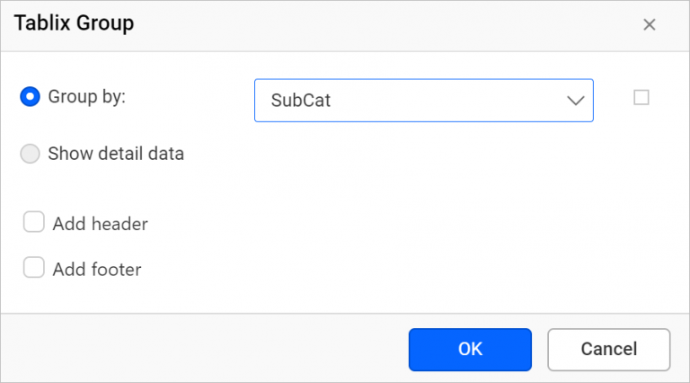 Create SubCat group