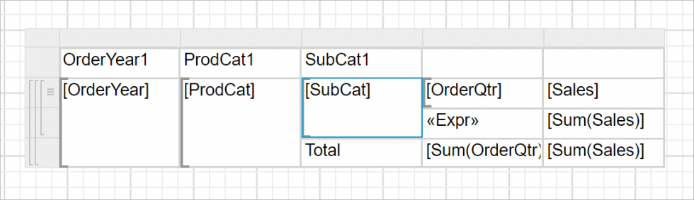 Table design with total row