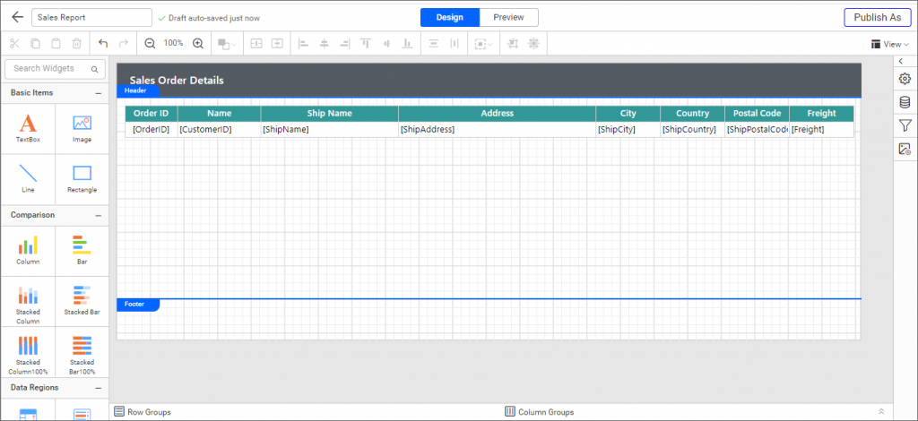 sales report design