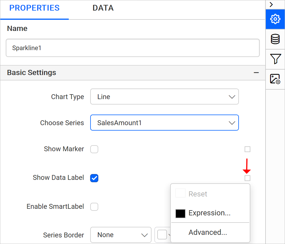 Open advanced properties