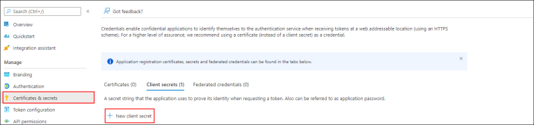 Certificates and secrets