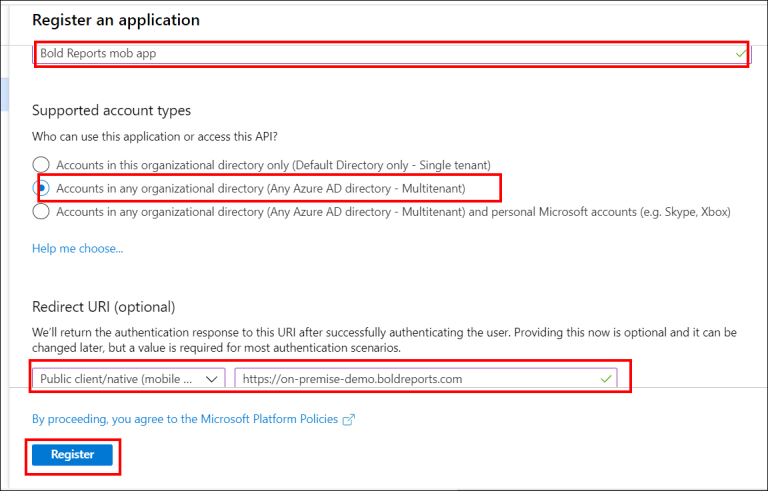 register option mobile