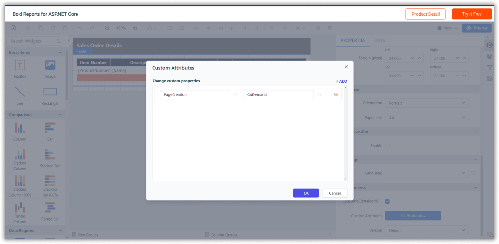 Custom attribute property | Reporting Tools