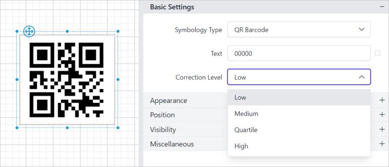 QR barcode report item | Bold Reports