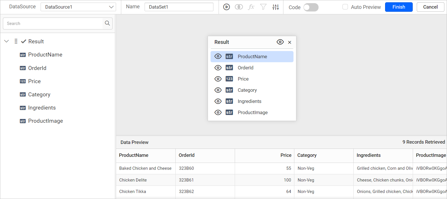 Execute query