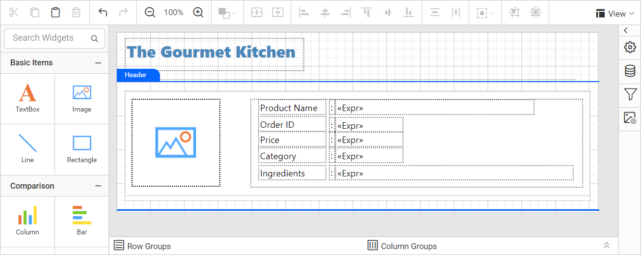 Report design view