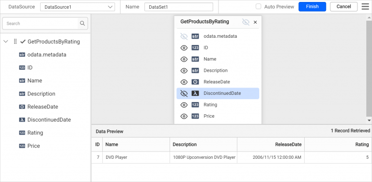 Data filtered in query designer