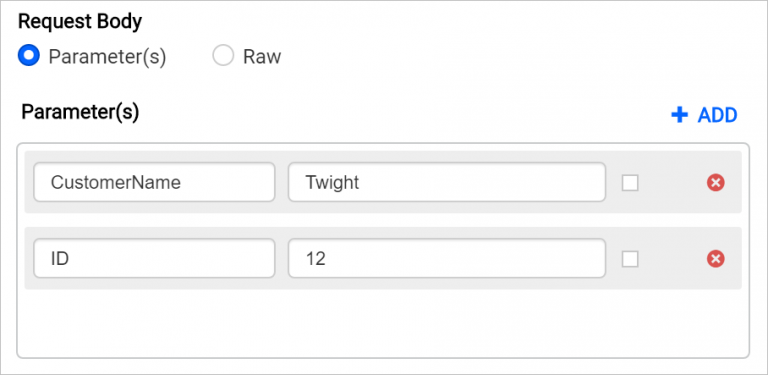 Enter parameter values