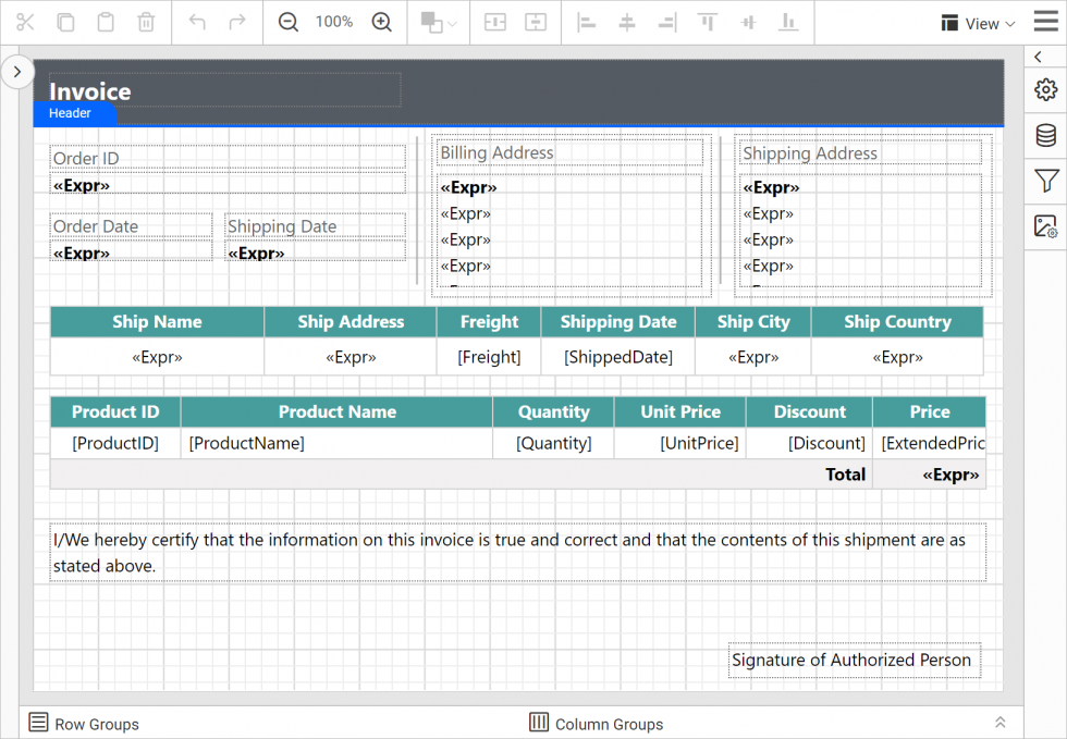 Report Design View