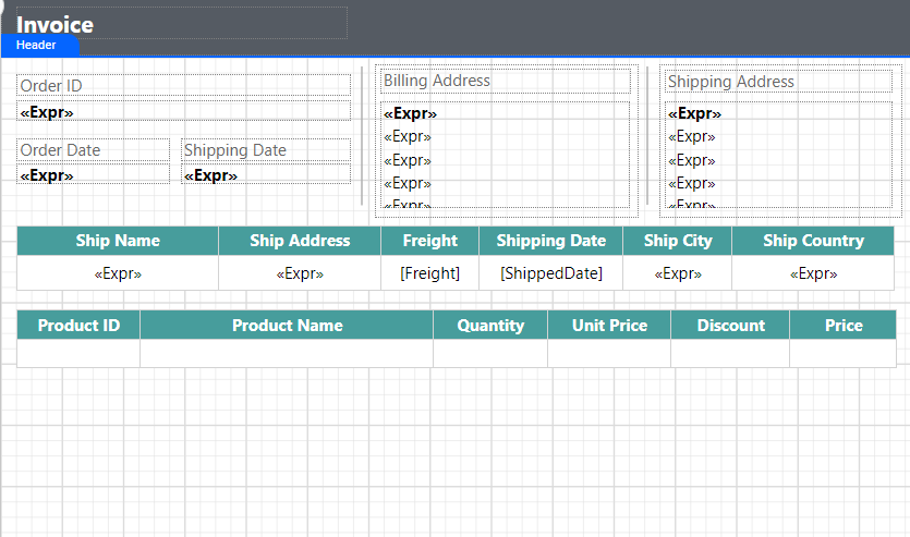 Product table