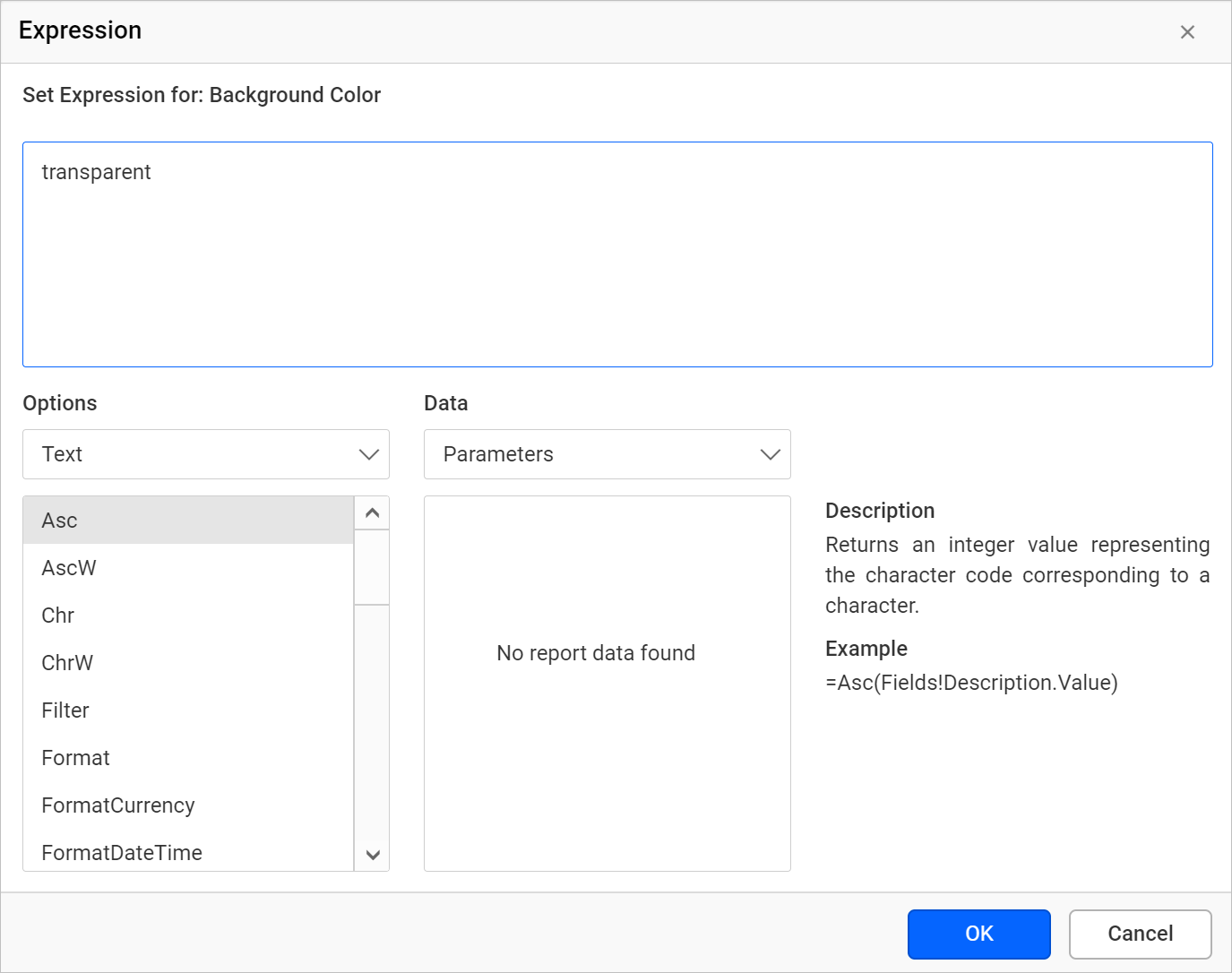 Set expression for background color property