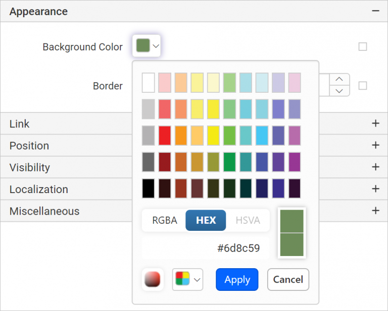 Setting Appearance Properties