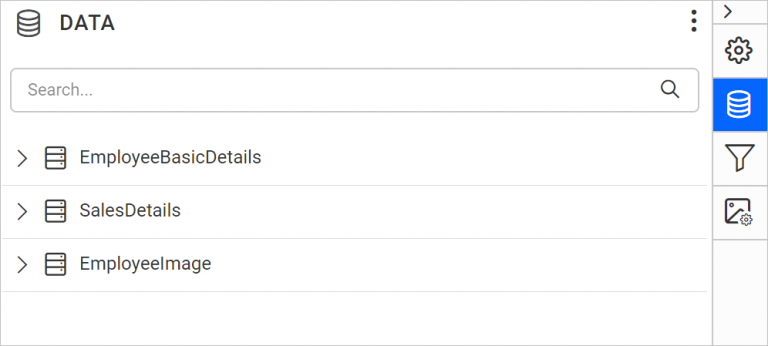 Data set listed in data pane