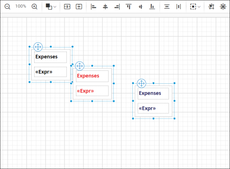 Before Distribute Horizontal Align | Reporting Tools