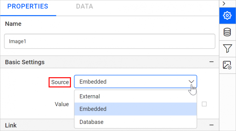 Set the source type as embedded