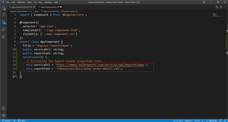 Set reportPath and reportServiceUrl properties in Constructor | Report Tools Software