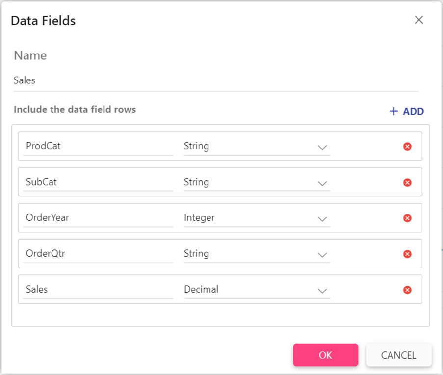 Add Data Field Rows
