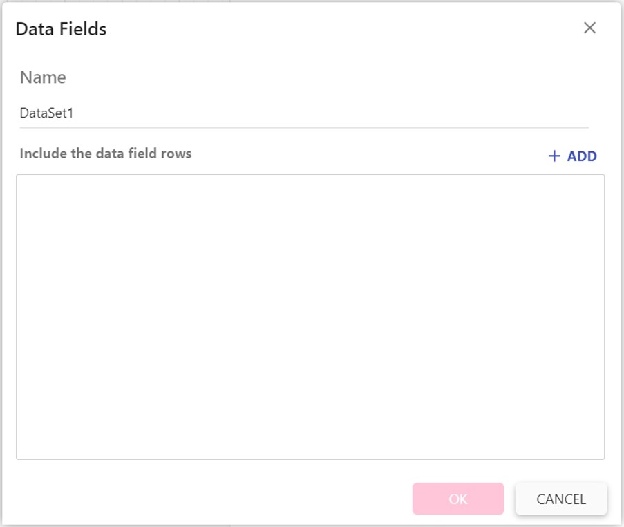 Data Field dialog