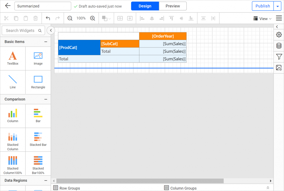 Editing report in Report Designer